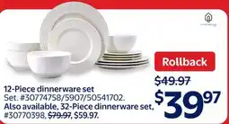 Walmart 12-Piece Dinnerware set offer