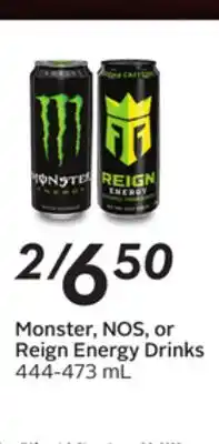 Sobeys Monster, NOS, or Reign Energy Drinks offer