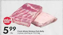 Sobeys Fresh Whole Skinless Pork Belly offer