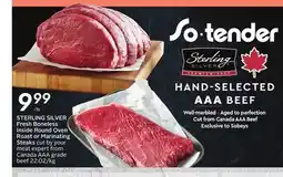 Sobeys STERLING SILVER Fresh Boneless Inside Round Oven Roast or Marinating Steaks offer