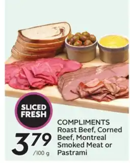 Sobeys COMPLIMENTS Roast Beef, Corned Beef, Montreal Smoked Meat or Pastrami offer