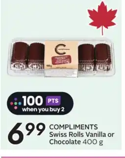 Sobeys COMPLIMENTS Swiss Rolls Vanilla or Chocolate offer