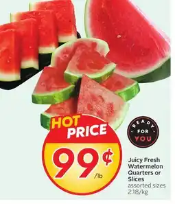 Sobeys Juicy Fresh Watermelon Quarters or Slices offer