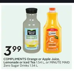 Sobeys COMPLIMENTS Orange or Apple Juice, Lemonade or Iced Tea offer