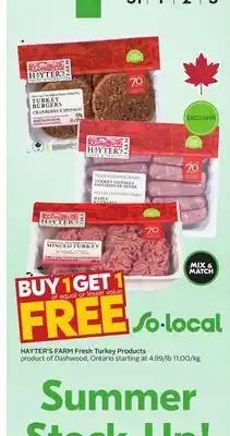 Sobeys HAYTER'S FARM Fresh Turkey Products offer
