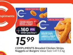Sobeys COMPLIMENTS Breaded Chicken Strips, Nuggets or Burgers offer