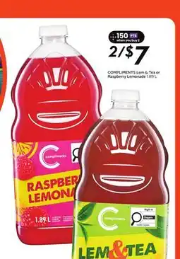 Sobeys COMPLIMENTS Lem & Tea or Raspberry Lemonade offer