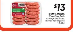Sobeys COMPLIMENTS Value Size Pork Sausage offer