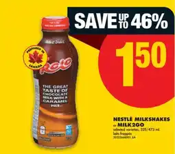 No Frills NESTLÉ MILKSHAKES or MILK2GO, 325/473 mL offer