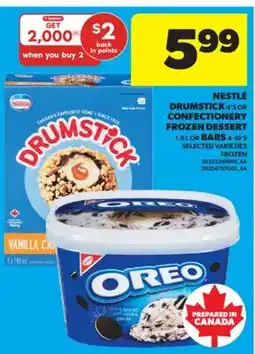 Real Canadian Superstore NESTLÉ DRUMSTICK, 4'S OR CONFECTIONERY FROZEN DESSERT, 1.5 L OR BARS, 4-10'S offer
