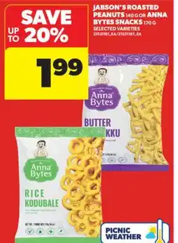 Real Canadian Superstore JABSON'S ROASTED PEANUTS 140 G OR ANNA BYTES SNACKS 170 G offer