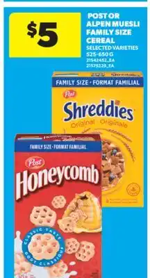 Real Canadian Superstore POST OR ALPEN MUESLI FAMILY SIZE CEREAL, 525-650 G offer