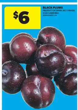 Real Canadian Superstore BLACK PLUMS, 2 LB CLAMSHELL offer