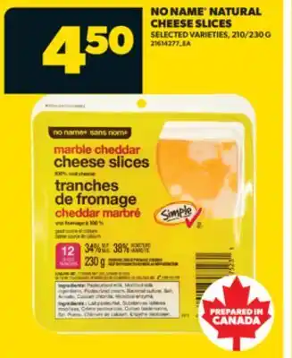 Real Canadian Superstore NO NAME NATURAL CHEESE SLICES, 210/230 G offer