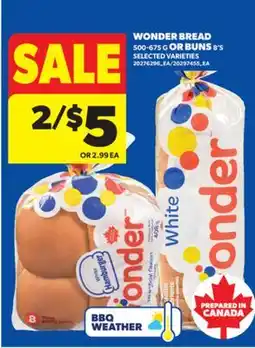 Real Canadian Superstore WONDER BREAD 500-675 G OR BUNS 8' S offer