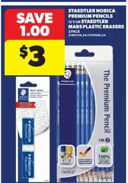 Real Canadian Superstore STAEDTLER NORICA PREMIUM PENCILS, 12' S OR STAEDTLER MARS PLASTIC ERASERS, 2 PACK offer