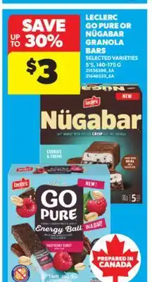 Real Canadian Superstore LECLERC GO PURE OR NÜGABAR GRANOLA BARS, 140-175 G offer
