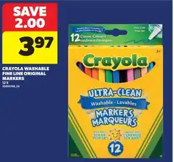 Real Canadian Superstore CRAYOLA WASHABLE FINE LINE ORIGINAL MARKERS, 12' S offer
