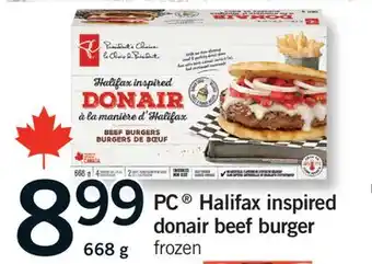 Fortinos PC HALIFAX INSPIRED DONAIR BEEF BURGER, 668 G offer