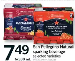 Fortinos SAN PELLEGRINO NATURALI SPARKING BEVERAGE, 6x330 mL offer