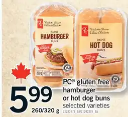 Fortinos PC GLUTEN FREE HAMBURGER OR HOT DOG BUNS, 260/320 G offer