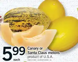 Fortinos CANARY OR SANTA CLAUS MELONS offer