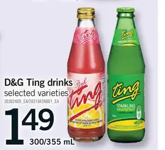 Fortinos D&G TING DRINKS, 300/355 ML offer