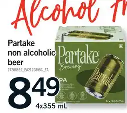 Fortinos PARTAKE NON ALCOHOLIC BEER, 4x355 mL offer