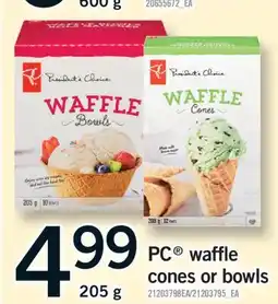 Fortinos PC WAFFLE CONES OR BOWLS, 205G offer