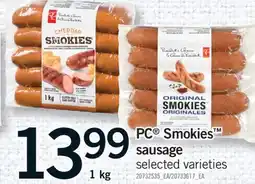 Fortinos PC SMOKIES SAUSAGE, 1 KG offer