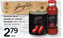 Fortinos GAROFALO PASTA, 500 G, PASSATA OR CANNED TOMATOES, 680/796 ML offer