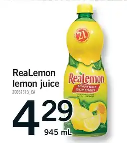 Fortinos REALEMON LEMON JUICE, 945mL offer