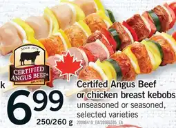 Fortinos CERTIFED ANGUS BEEF OR CHICKEN BREAST KEBOBS, 250/260 g offer