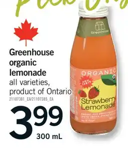 Fortinos GREENHOUSE ORGANIC LEMONADE, 300 ML offer