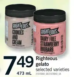 Fortinos RIGHTEOUS GELATO, 473 mL offer