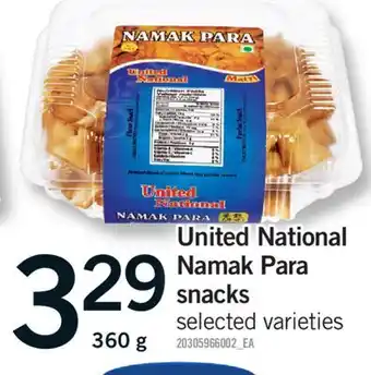 Fortinos UNITED NATIONAL NAMAK PARA SNACKS, 360 g offer