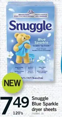 Fortinos SNUGGLE BLUE SPARKLE DRYER SHEETS, 120'S offer