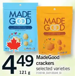 Fortinos MADEGOOD CRACKERS, 121G offer