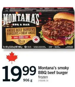 Fortinos MONTANA'S SMOKY BBQ BEEF BURGER, 906g offer