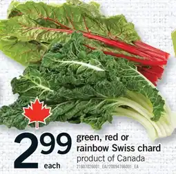 Fortinos GREEN, RED OR RAINBOW SWISS CHARD offer