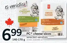 Fortinos PC CHEESE SLICES, 140-170 G offer