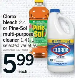 Fortinos CLOROX BLEACH, 2.4 L OR PINE-SOL MULTI-PURPOSE CLEANER, 1.41 L offer