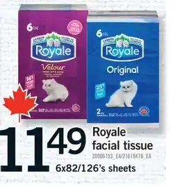 Fortinos ROYALE FACIAL TISSUE, 6X82/126'S SHEETS offer