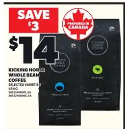 Loblaws KICKING HORSE WHOLE BEAN COFFEE, 454 G offer