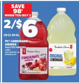 Loblaws PC LEMONADE DRINKS, 1.89 L offer