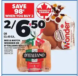 Loblaws MIX & MATCH WONDER OR D'ITALIANO ROLLS offer