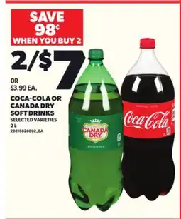 Loblaws COCA-COLA OR CANADA DRY SOFT DRINKS, 2 L offer