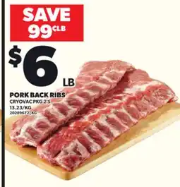 Loblaws PORK BACK RIBS, CRYOVAC PKG 2'S offer
