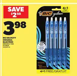 Loblaws BIC GELOCITY ORIGINAL BLUE PENS, 4+1 PACK offer
