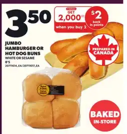 Loblaws JUMBO HAMBURGER OR HOT DOG BUNS, 8'S offer
